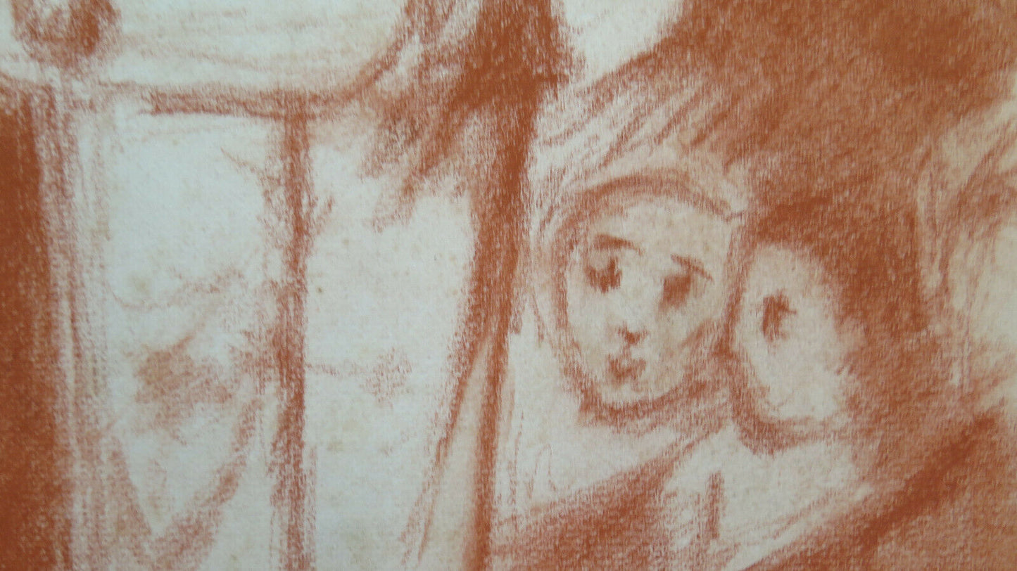 GRANDE DISEGNO ANTICO ISPIRATO WATTEAU PIERROT Pierre Duteurtre DUT BM53.1 D