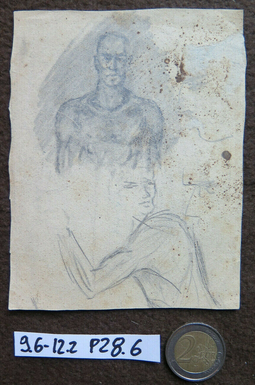 DISEGNO ANTICO CON STUDIO PER CORPO UMANO 1940 1950 MATITA SU CARTA P28.6 - Belbello Antiques