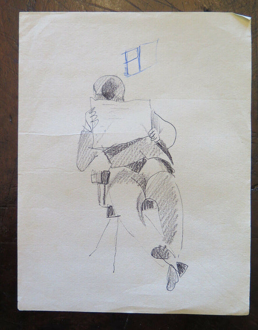 VECCHIO DISEGNO SU CARTA BOZZETTO PER FIGURA MASCHILE STUDIO DI PITTORE P28.5