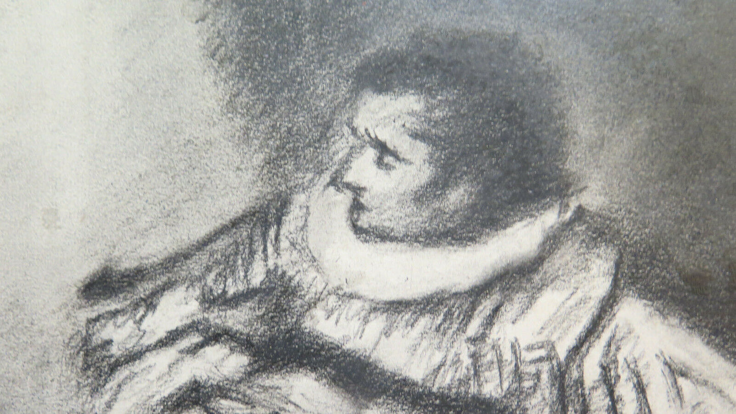 MUSIC FIGURE ANTIQUE CHARCOAL PAINTING PAINTER Pierre Duteurtre DUT BM53.1 