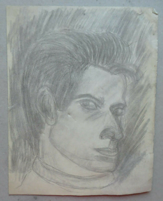 RITRATTO MASCHILE VECCHIO DISEGNO MATITA SU CARTA SPAGNA EPOCA 900 VINTAGE MD10 - Belbello Antiques