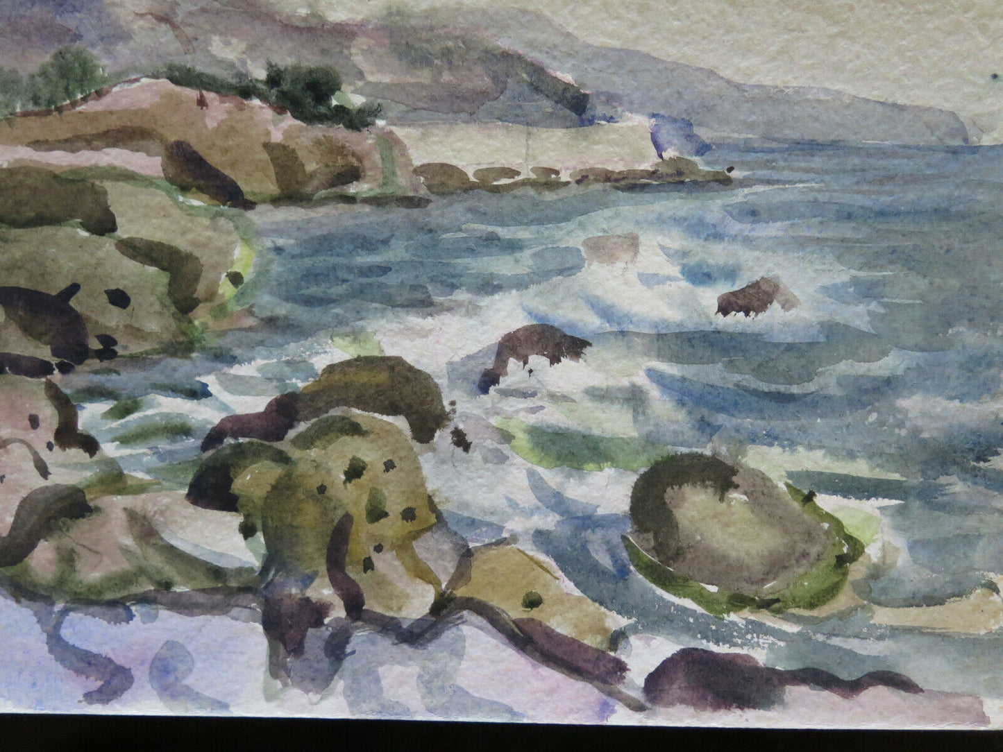 PAINTING IN WATERCOLOR LANDSCAPE SEA VIEW PAINTER G. PANCALDI P14