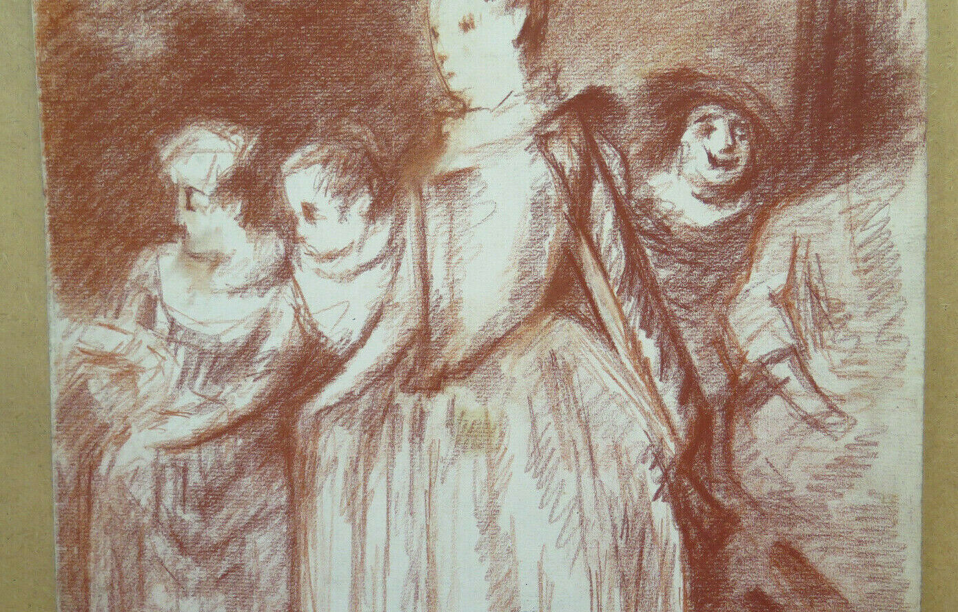 ANTICO DISEGNO A SANGUIGNA CON FIGURE FEMMINILI Pierre Duteurtre DUT BM53.1 C