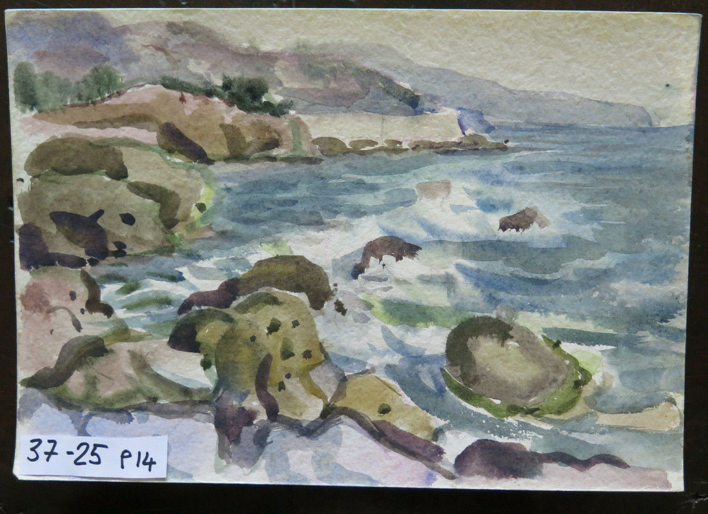 PAINTING IN WATERCOLOR LANDSCAPE SEA VIEW PAINTER G. PANCALDI P14