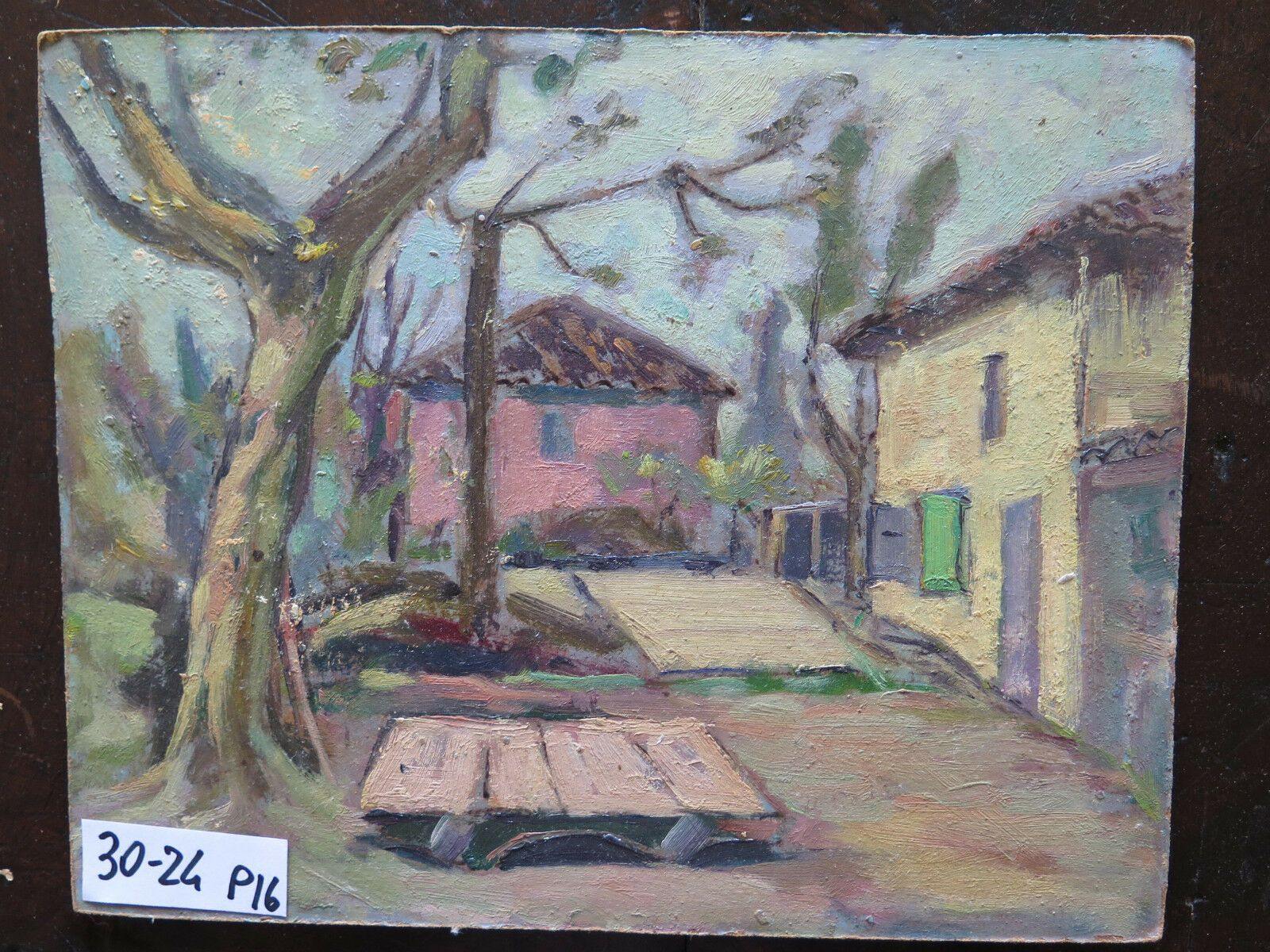 QUADRO ANTICO DIPINTO OLIO SU TAVOLA PAESAGGIO IMPRESSIONISTA DI CAMPAGNA p16 - Belbello Antiques