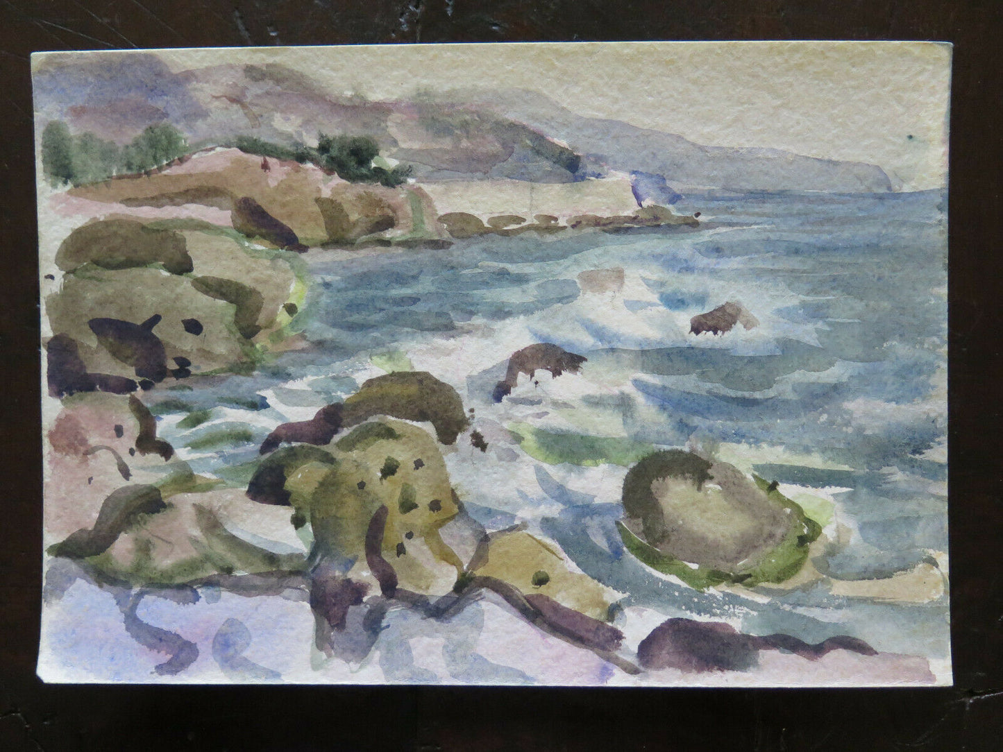 PAINTING IN WATERCOLOR LANDSCAPE SEA VIEW PAINTER G. PANCALDI P14