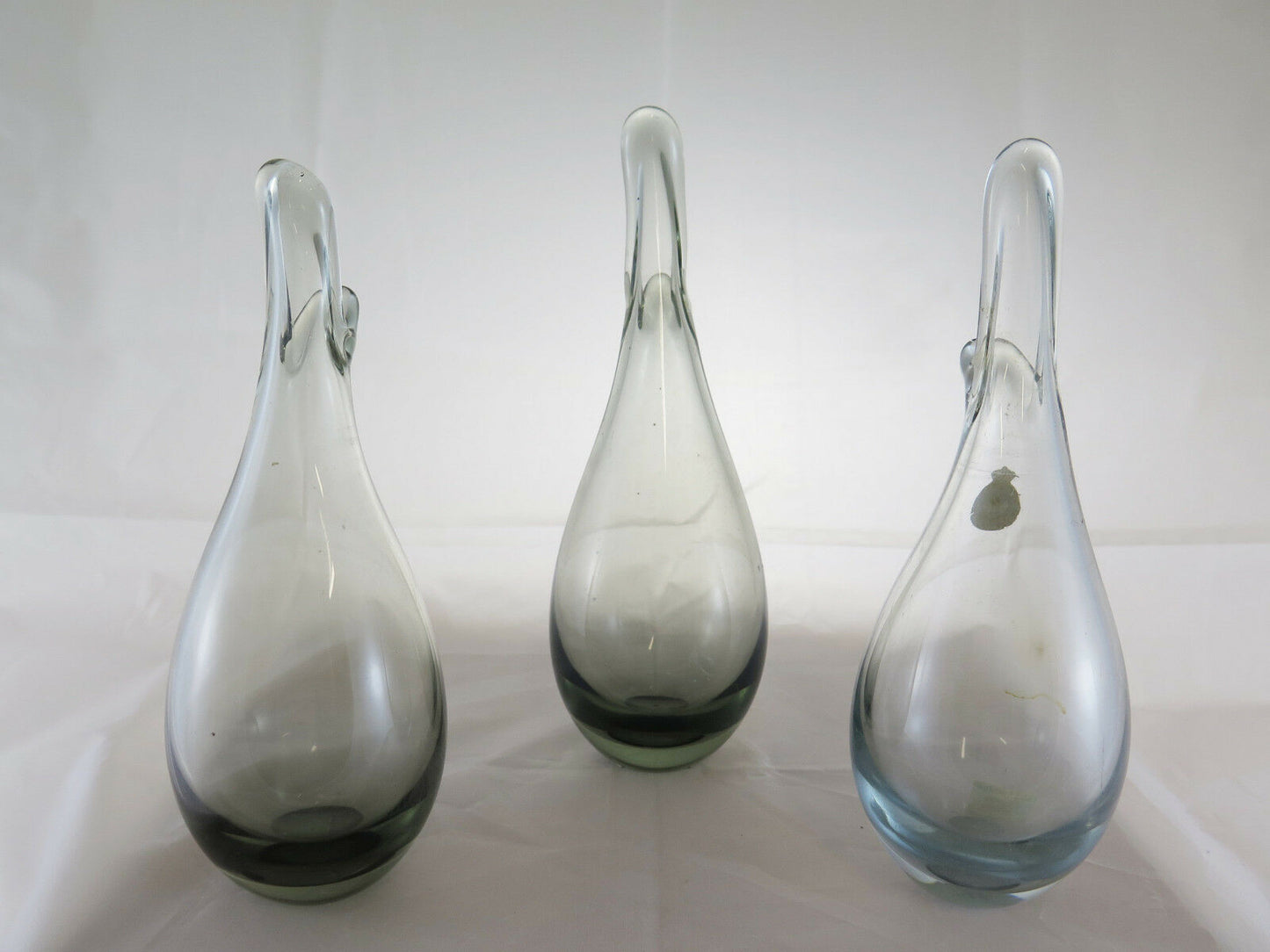 THREE VINTAGE GLASS VASES HOLMEGAARD ​​BEAK VASE DESIGN FOR LUTKEN DENMARK R37