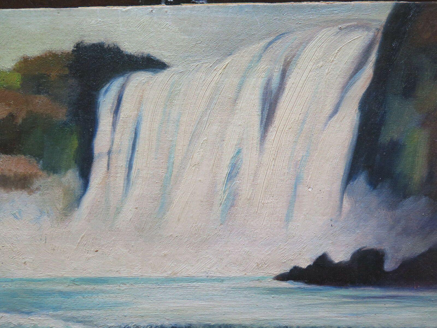 QUADRO DEL 900 NOVECENTO PAESAGGIO CON CASCATA DIPINTO AD OLIO SU TAVOLA p16 - Belbello Antiques