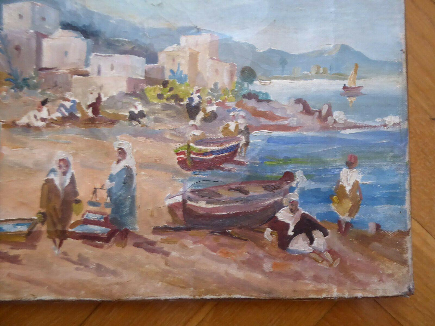 VECCHIO QUADRO IN STILE ORIENTALISTA MARINA MARE PITTORE V. SEGURA 1930-2015 MD5 - Belbello Antiques