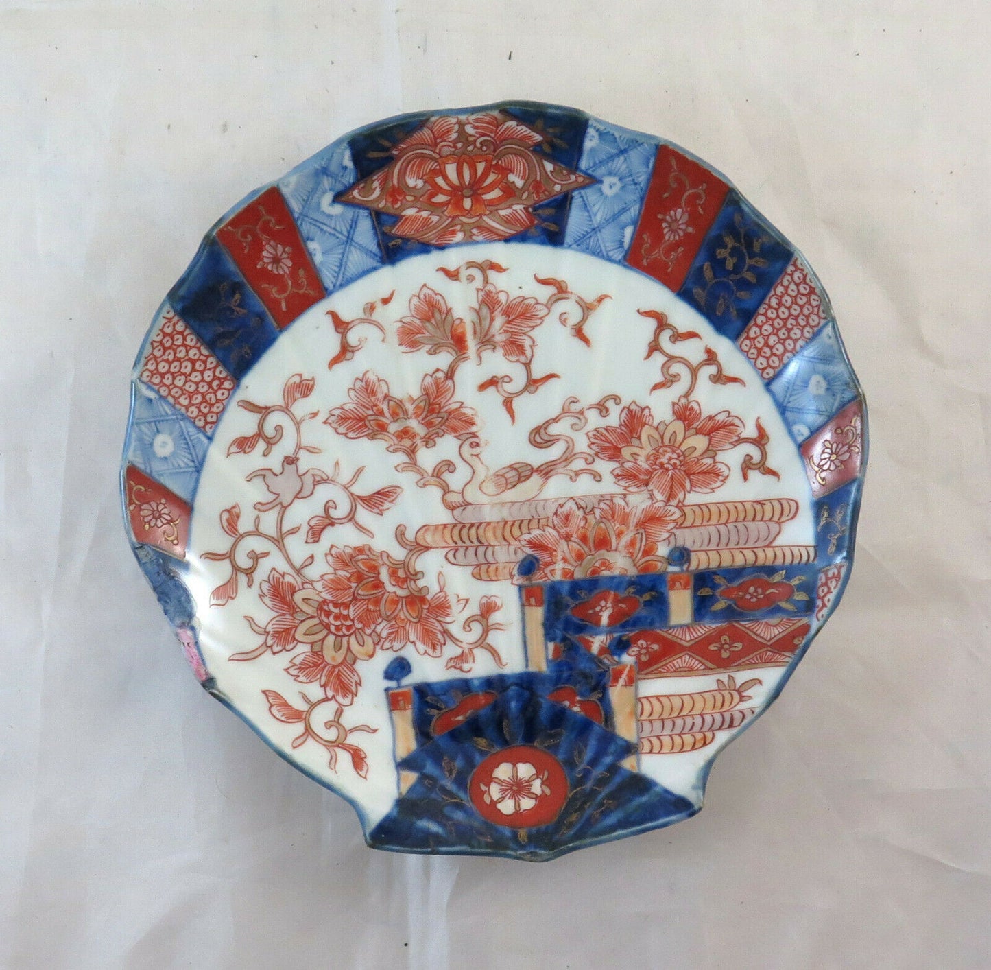 ANTIQUE IMARI PORCELAIN PLATE ANTIQUE SHELL JAPAN CERAMIC ASIA BM25 