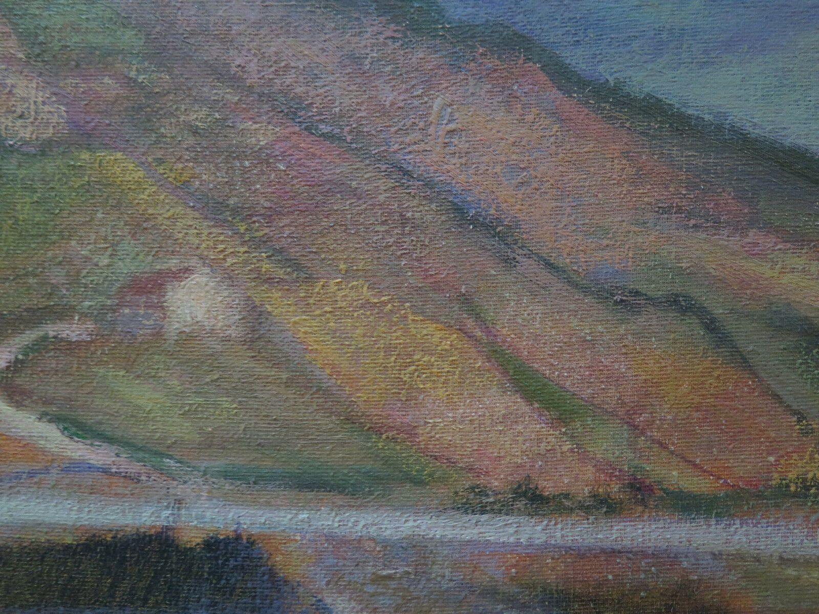 PAESAGGIO IN STILE IMPRESSIONISTA QUADRO ANTICO PAESAGGIO IN RIVA AL FIUME p7 - Belbello Antiques