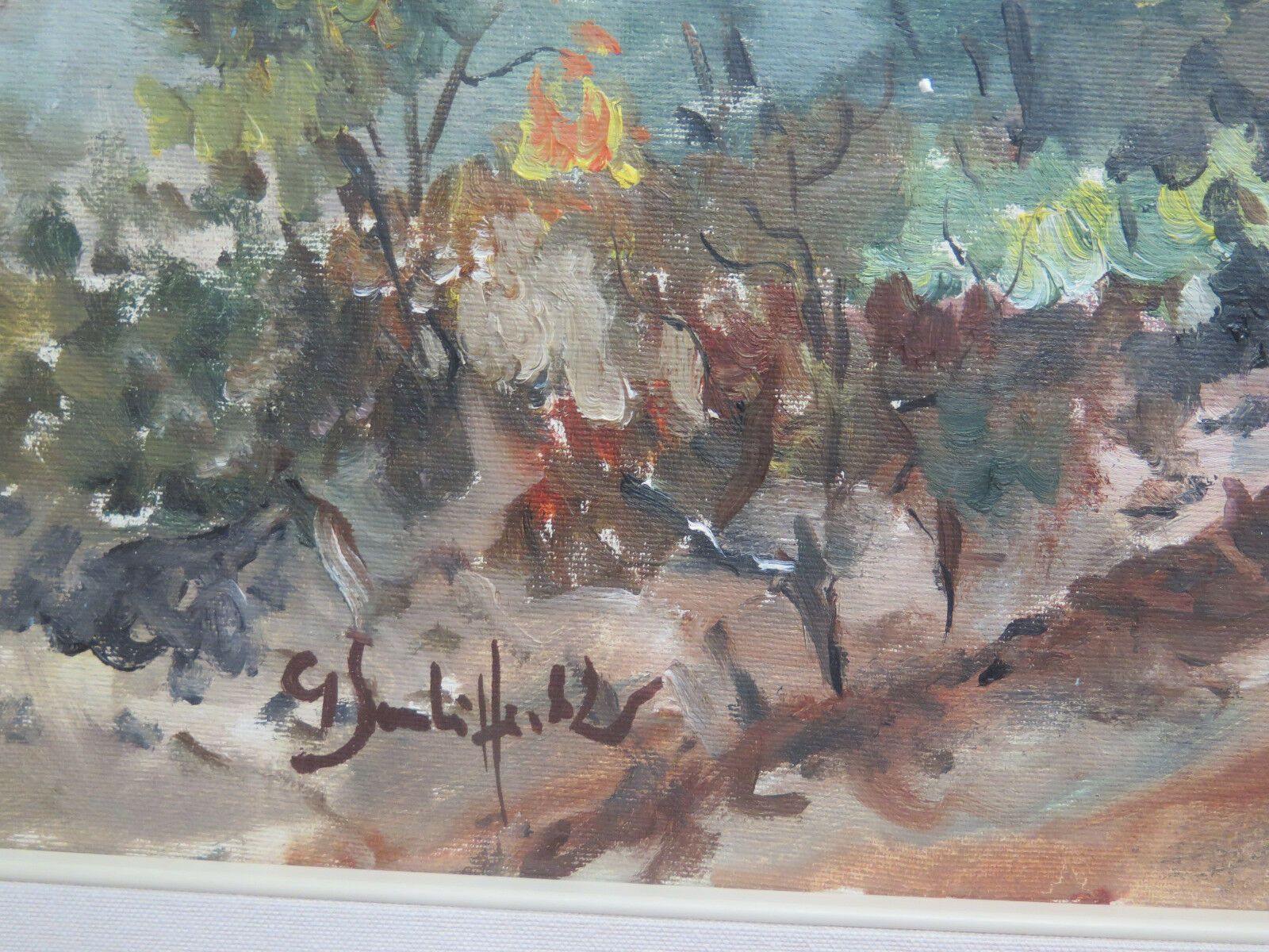 PAESAGGIO DI CAMPAGNA CON VIGNE E FILARI DI VITA QUADRO DIPINTO AD OLIO '900 G40 - Belbello Antiques