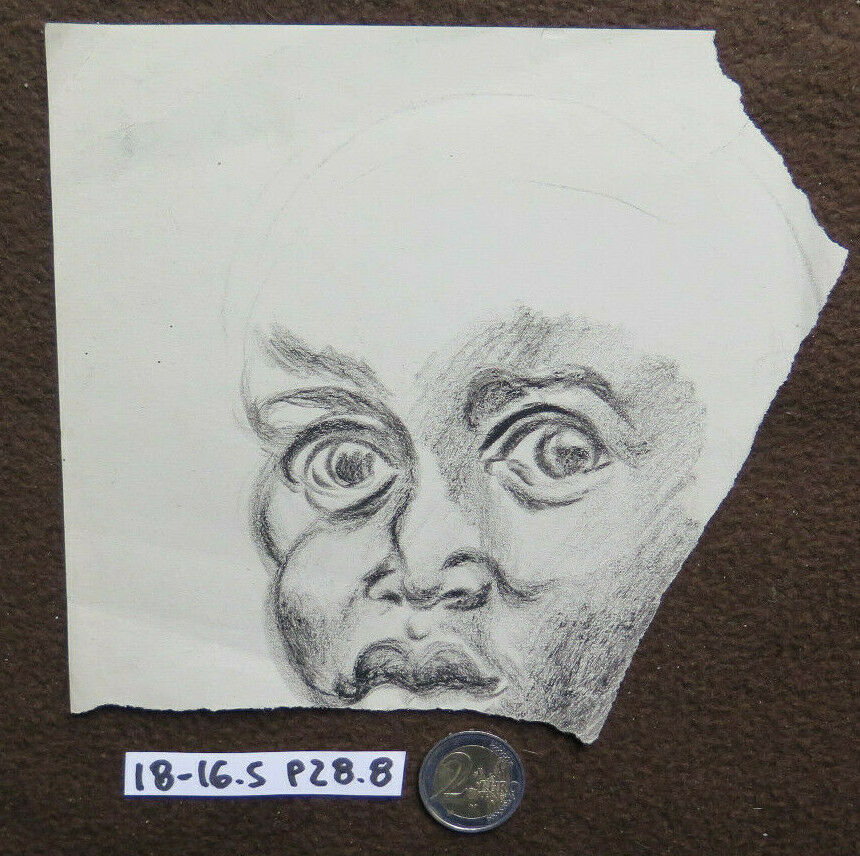 PORTRAIT OF AFRICAN CHILD OLD CHILD PENCIL DRAWING VINTAGE PAPER P28.8