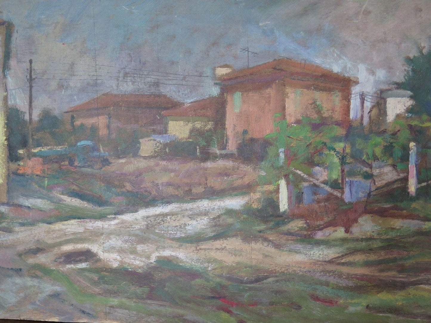 QUADRO ANTICO PANORAMICO DIPINTO OLIO SU TAVOLA PAESAGGIO AUTUNNALE FIRMATO p7 - Belbello Antiques