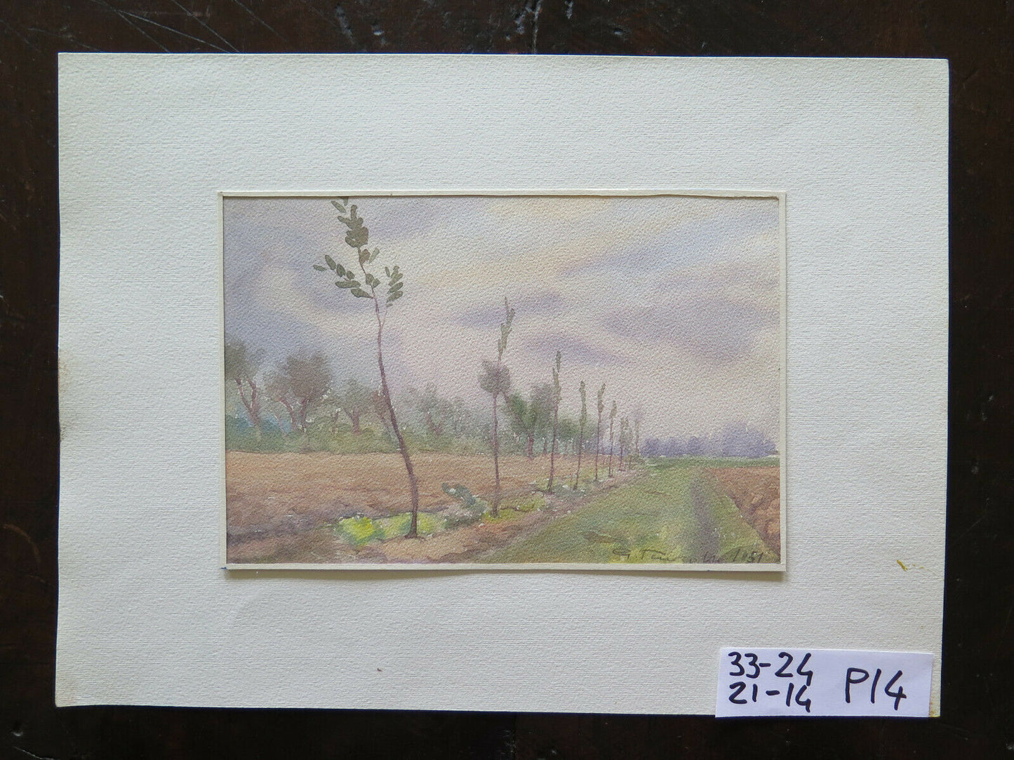 VINTAGE PAINTING WATERCOLOR LANDSCAPE SIGNED EMILIA ROMAGNA 21x14 cm P14