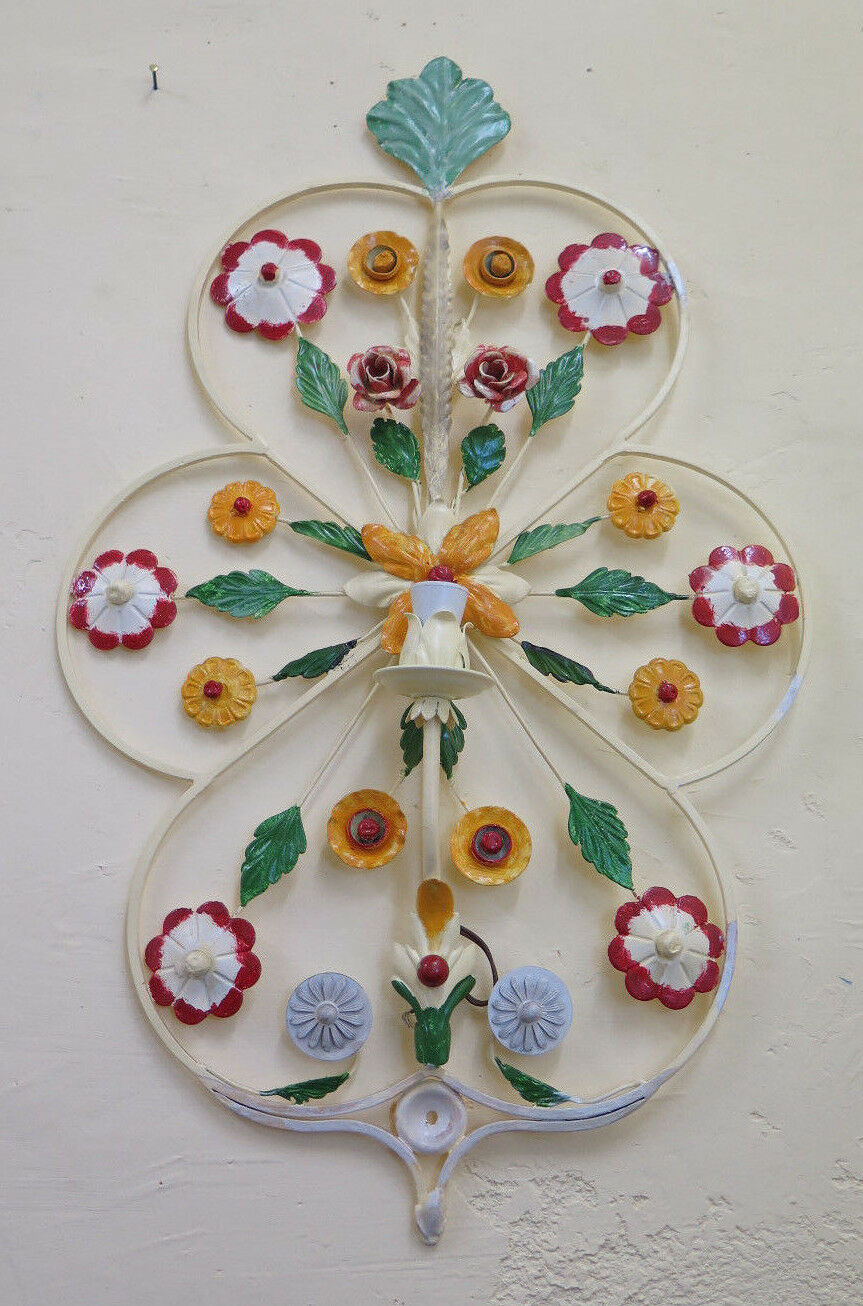 APPLIQUE A FIORI IN FERRO BATTUTO STILE FLOREALE VINTAGE FATTA A MANO LUCE CH-10