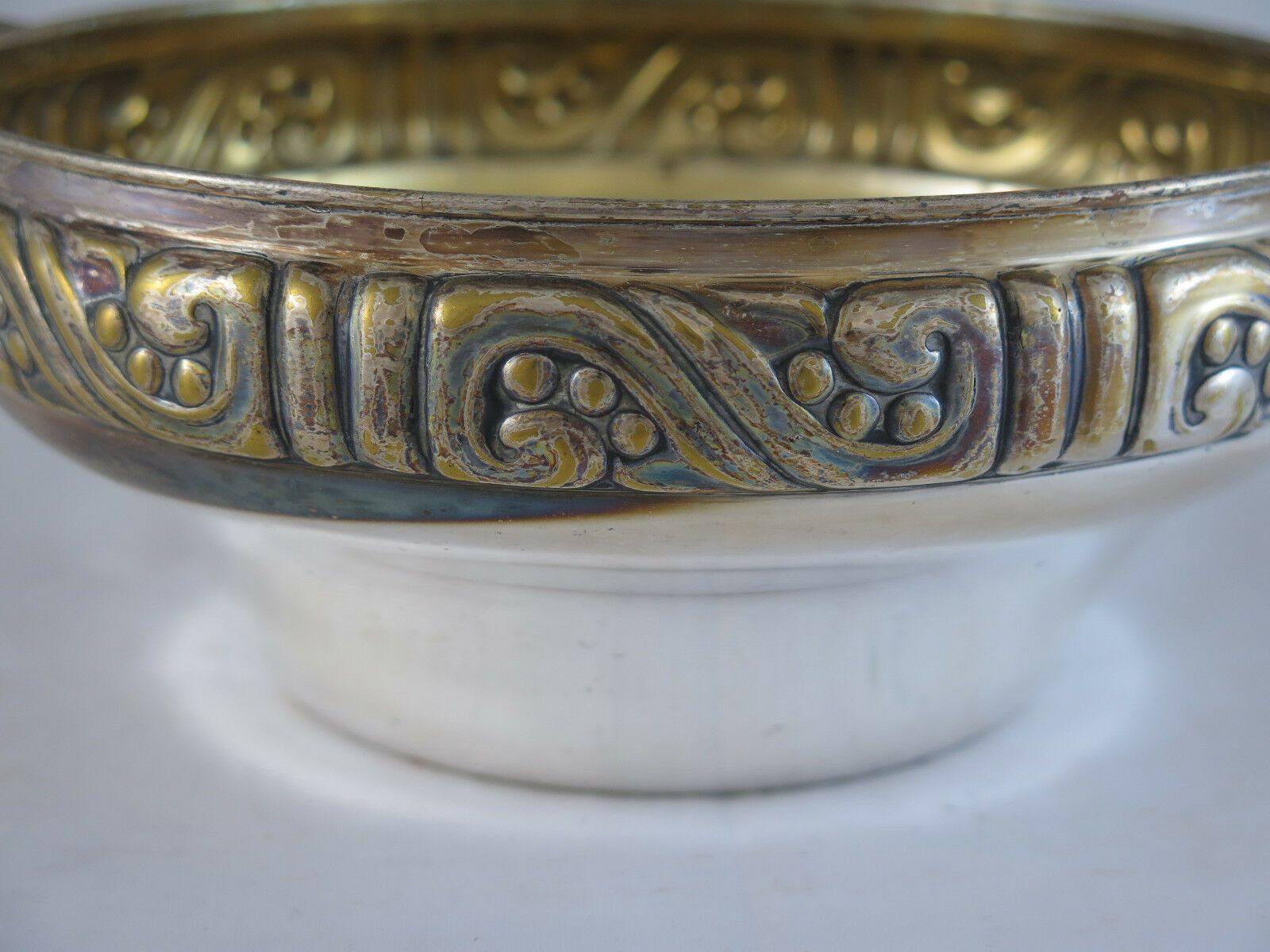 ANTICO CESTINO CENTROTAVOLA ENERET ASTRAL SILVERPLATE ART NOUVEAU BOWL R90 - Belbello Antiques