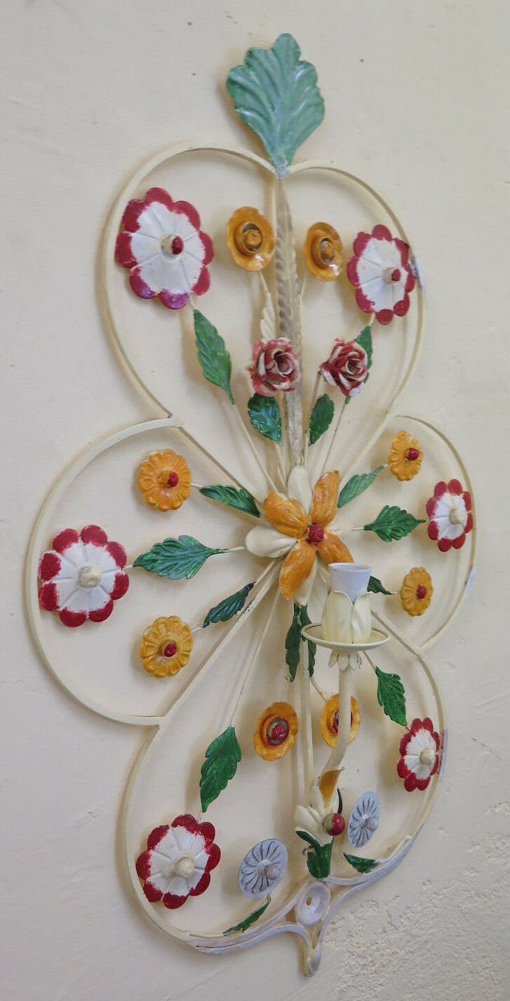 APPLIQUE A FIORI IN FERRO BATTUTO STILE FLOREALE VINTAGE FATTA A MANO LUCE CH-10