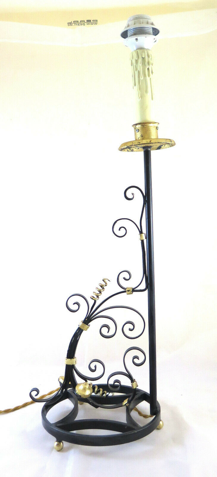 ABAT-JOUR VINTAGE WROUGHT IRON LIVING ROOM DESK TABLE LAMP CH31 