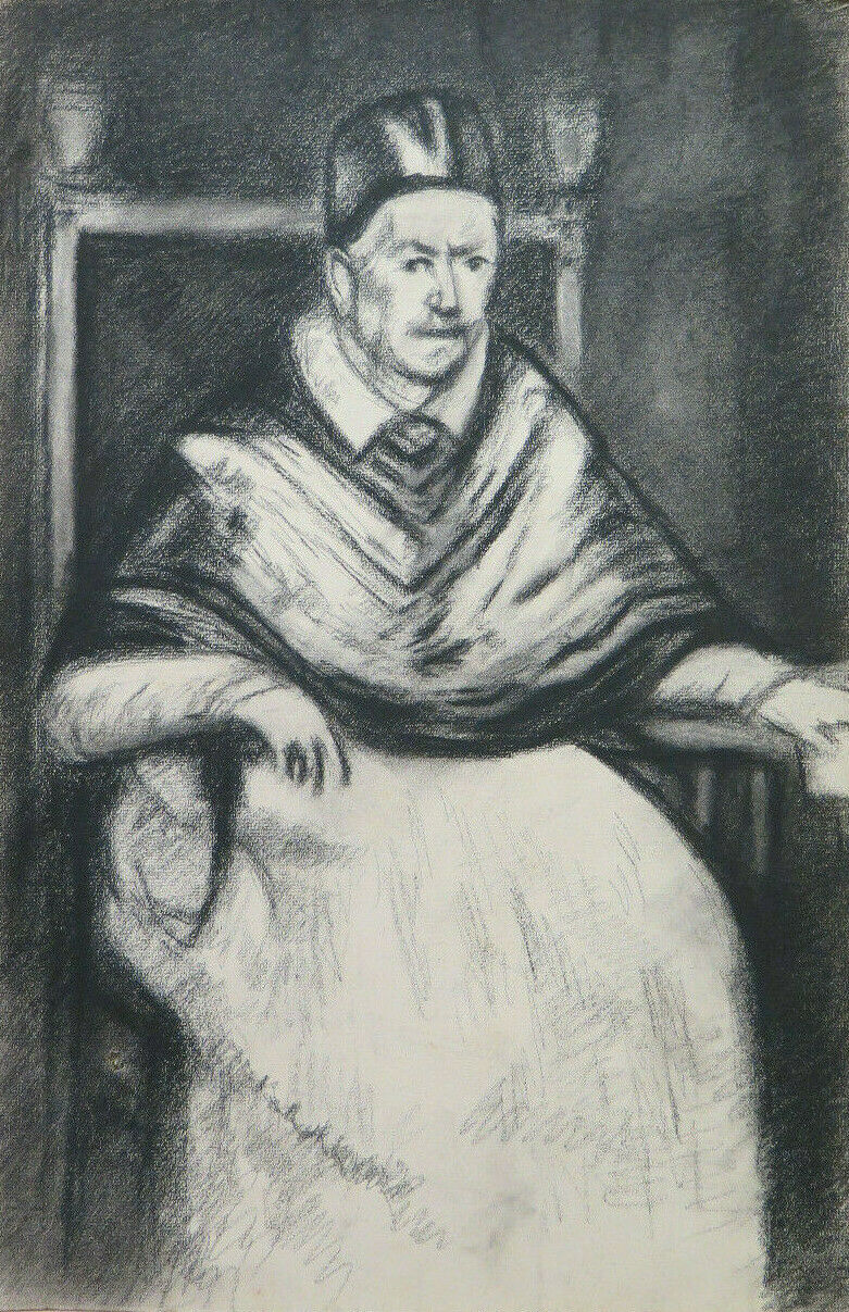 ANTIQUE DRAWING FROM THE Portrait of Innocent X BY Velázquez Pierre Duteurtre DUT BM53.1 