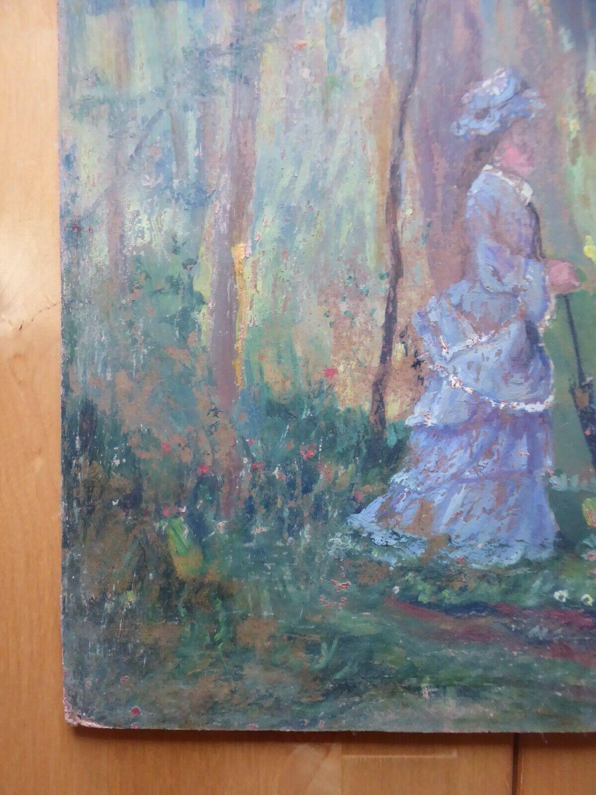 VECCHIO QUADRO IN STILE IMPRESSIONISTA VEDUTA GIARDINI SCUOLA SPAGNOLA '900 MD3 - Belbello Antiques