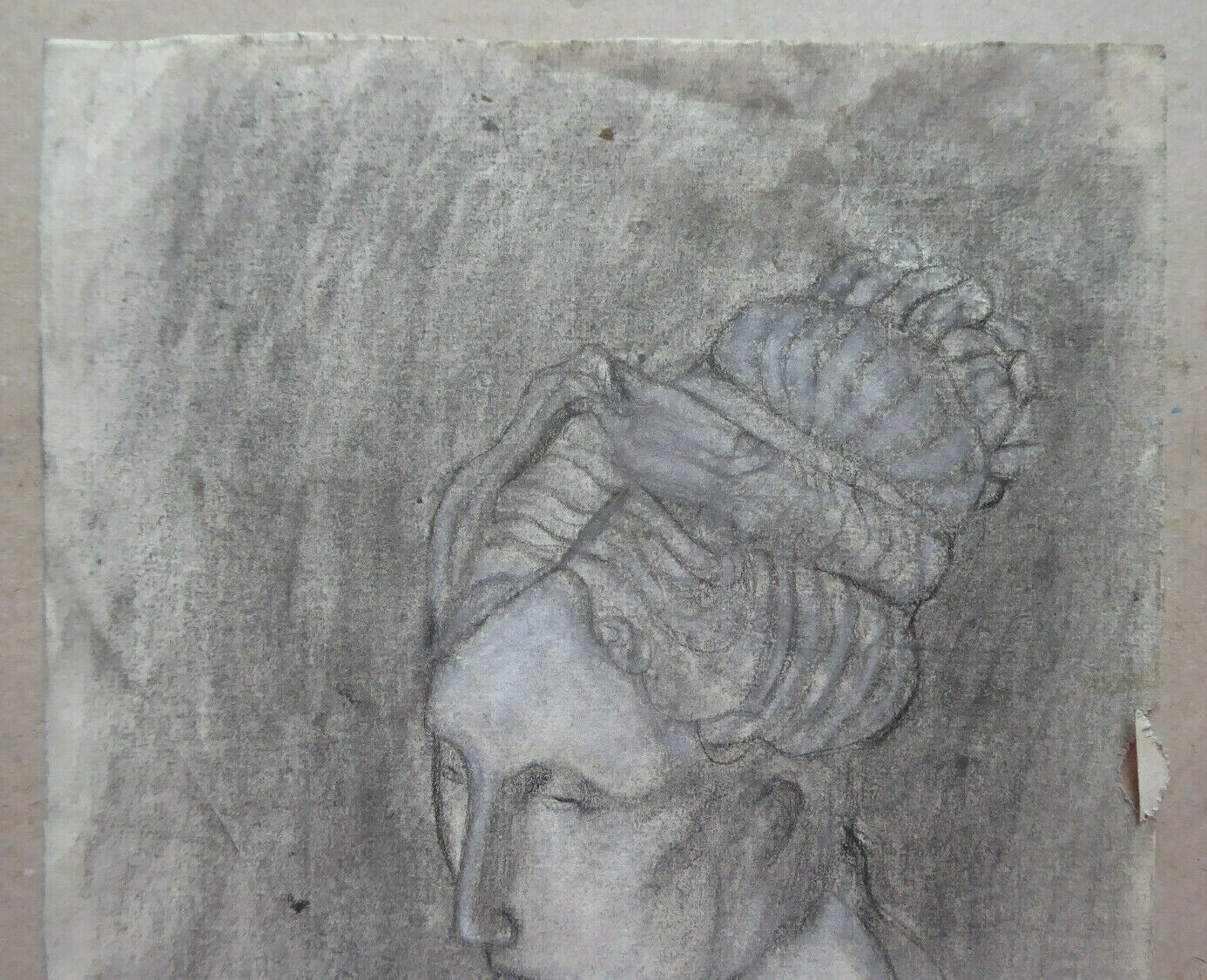 RITRATTO IN STILE CLASSICO VECCHIO DISEGNO MATITA SU CARTA SPAGNA 900 MD10 - Belbello Antiques