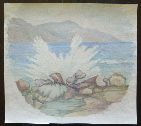 WATERCOLOR PAINTING WORK BY THE PAINTER G. PANCALDI SEA LANDSCAPE VIEW P14