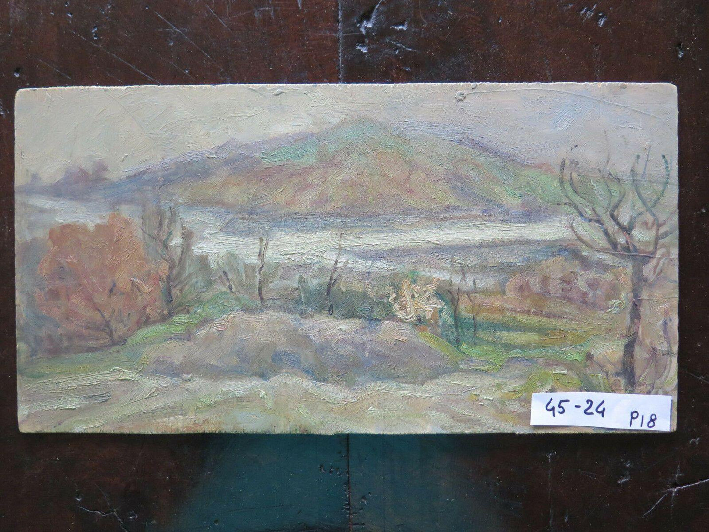 ANTICO DIPINTO AD OLIO SU TAVOLA PAESAGGIO STILE IMPRESSIONISTA MODENA 1960 p18 - Belbello Antiques