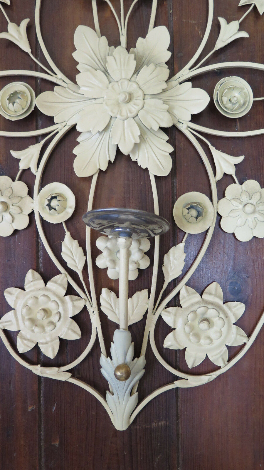 VINTAGE FLORAL STYLE WALL LIGHT IN WROUGHT IRON HANDMADE MID 900 CH-7