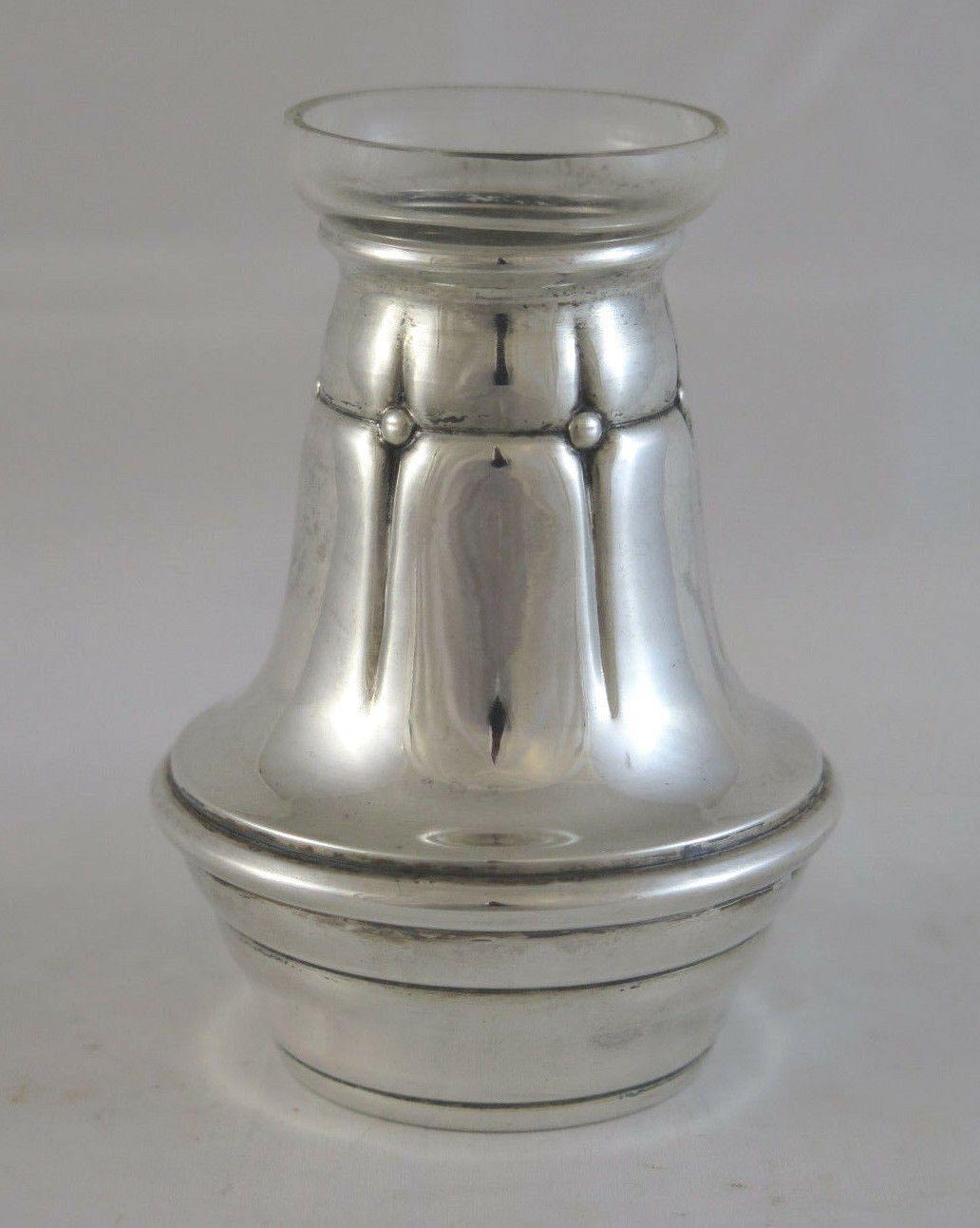 VASO MONOFIORE VINTAGE SILVERPLATE ART NOUVEAU DANIMARCA DENMARK HAGS R90 - Belbello Antiques