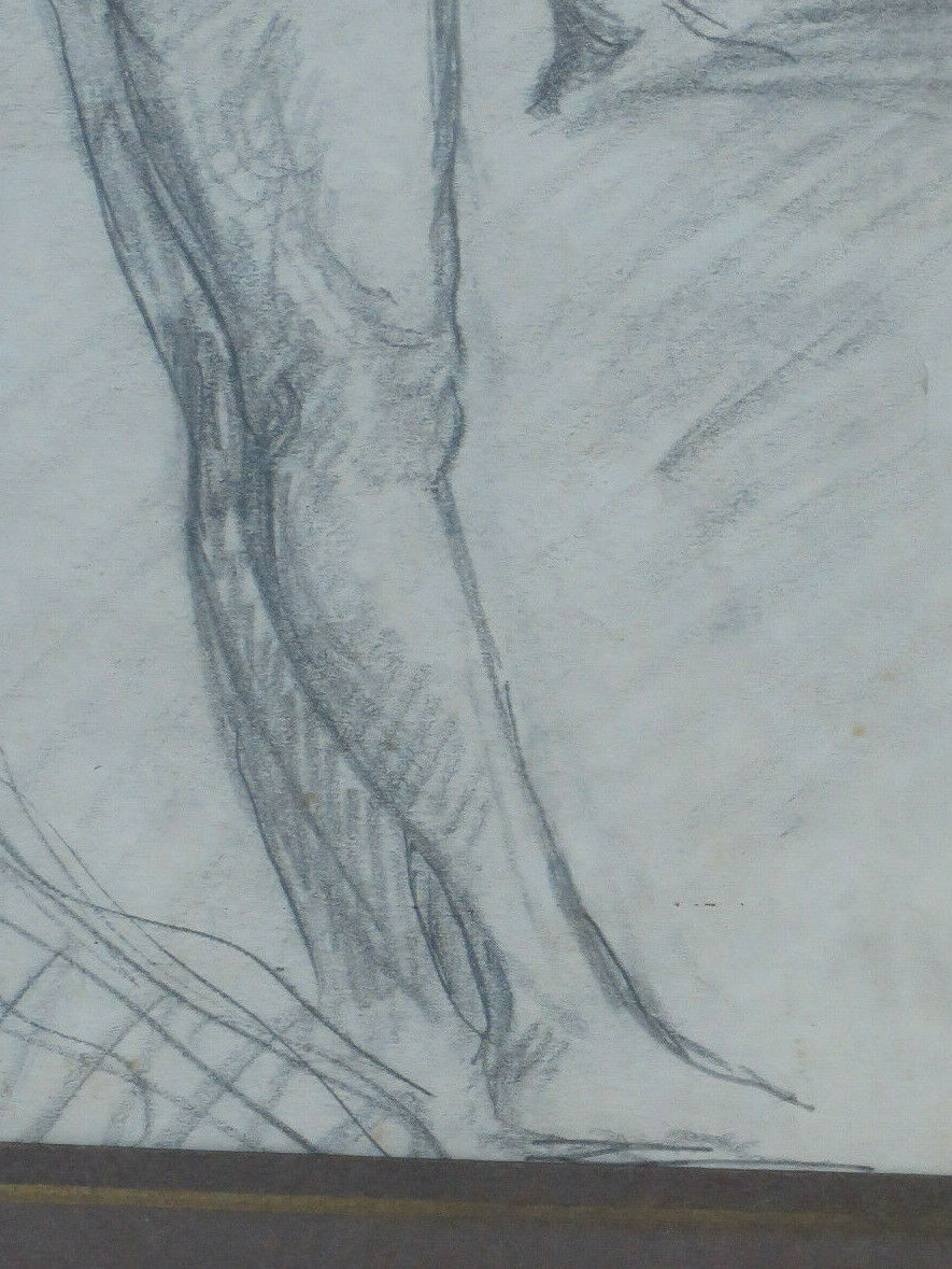 OLD PAINTING SKETCH SIGNED FEMALE NUDE PENCIL ON PAPER PAPER BM38