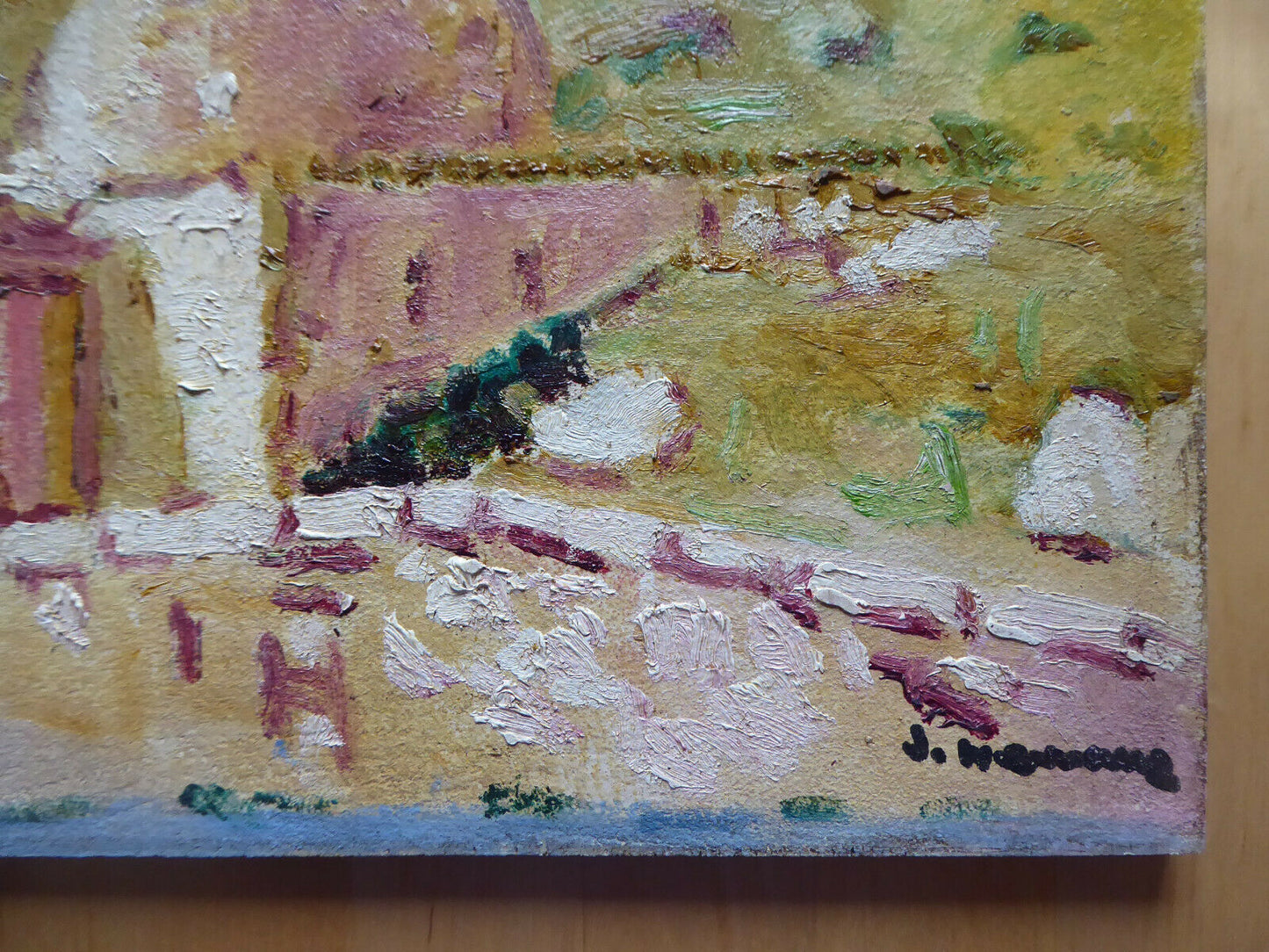 OLD PAINTING LANDSCAPE OIL WORK BY THE SPANISH PAINTER HERRANZ MD2