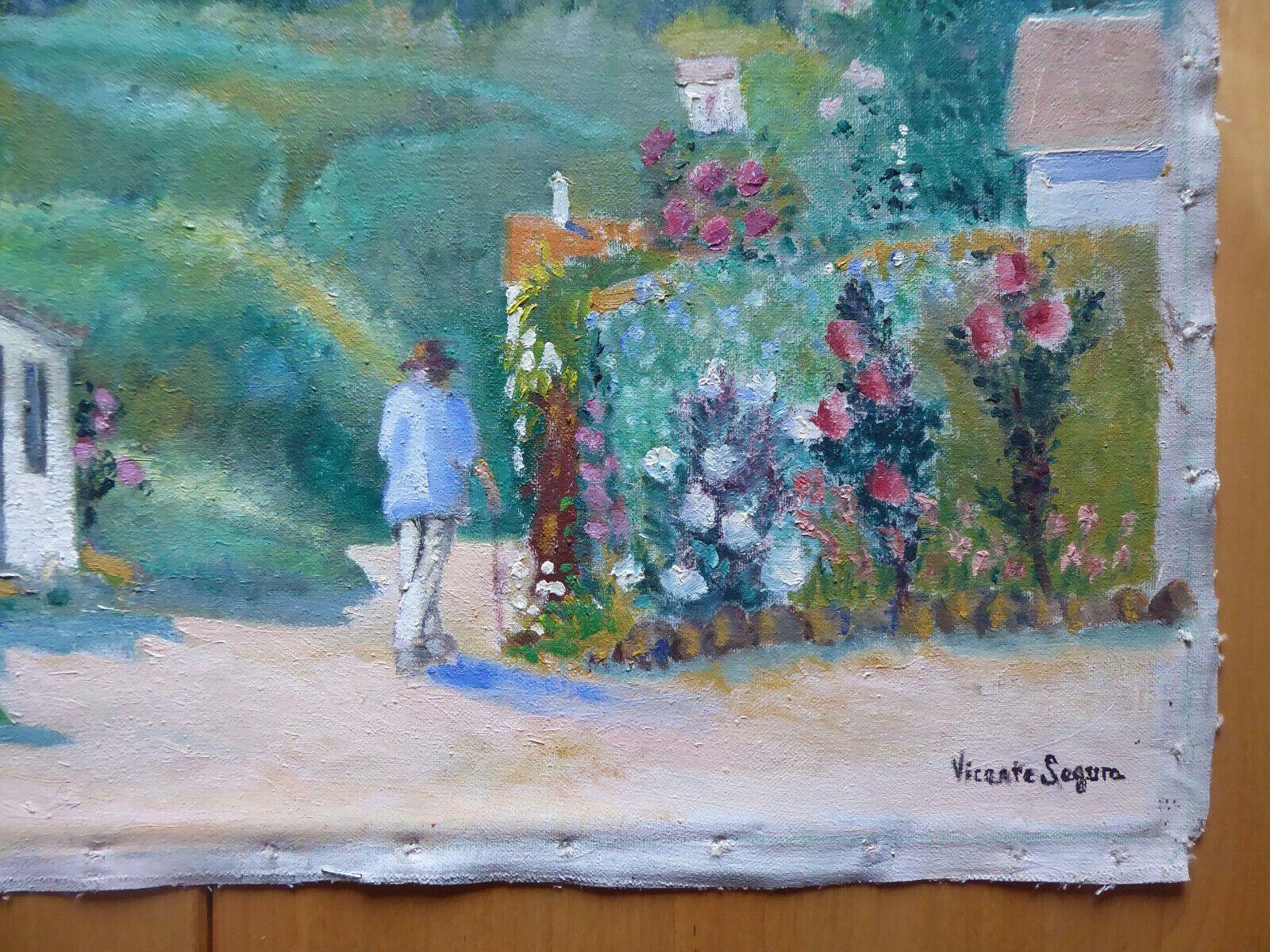 VECCHIO DIPINTO IN STILE IMPRESSIONISTA PAESAGGIO PRIMAVERA FIRMATO SEGURA MD3 - Belbello Antiques