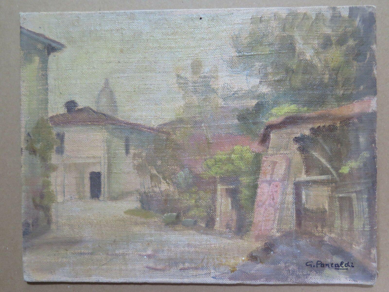 QUADRO ANTICO DIPINTO OLIO SU TAVOLA ORIGINALE FIRMATO PAESAGGIO DI CAMPAGNA p3 - Belbello Antiques