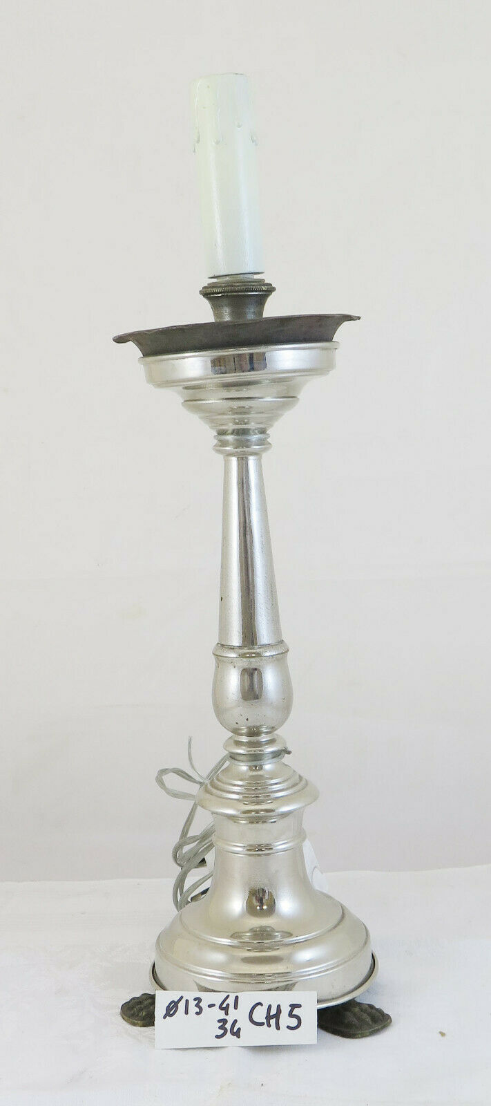 ABAT JOUR VINTAGE TABLE LAMP IN HANDMADE CHROME METAL 1960 CH5