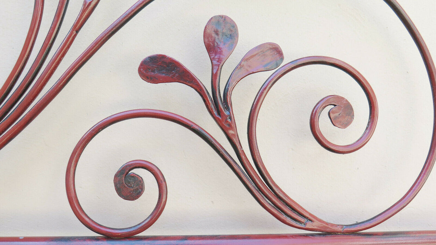 VINTAGE PEACOCK TAIL HEADBOARD FOR DOUBLE BED IN WROUGHT IRON 15 