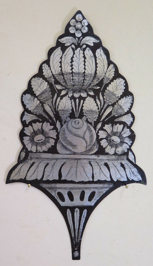 FRIEZE PAINTED AND ENGRAVED WITH BULINO ON WROUGHT IRON VINTAGE FLORAL FLOWERS CH13 1
