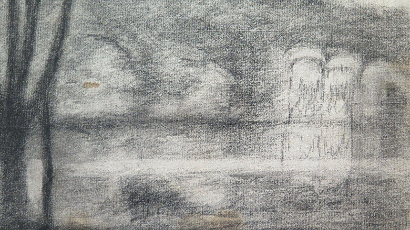 DISEGNO ANTICO CUPO PAESAGGIO DI CAMPAGNA Pierre Duteurtre detto DUT BM53.1 - Belbello Antiques