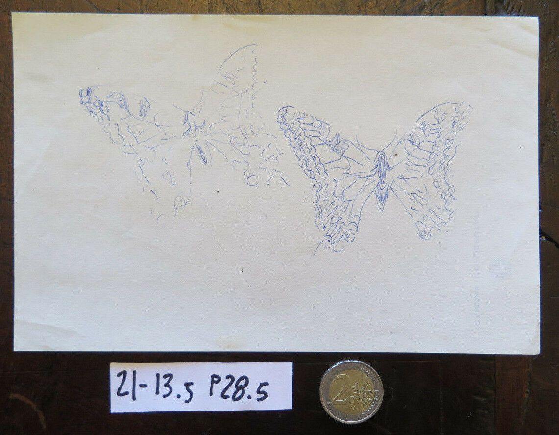 DISEGNO ANTICO CON FARFALLE SU FOGLIO DELLA CAMERA DEI DEPUTATI ORIGINALE P28.5 - Belbello Antiques