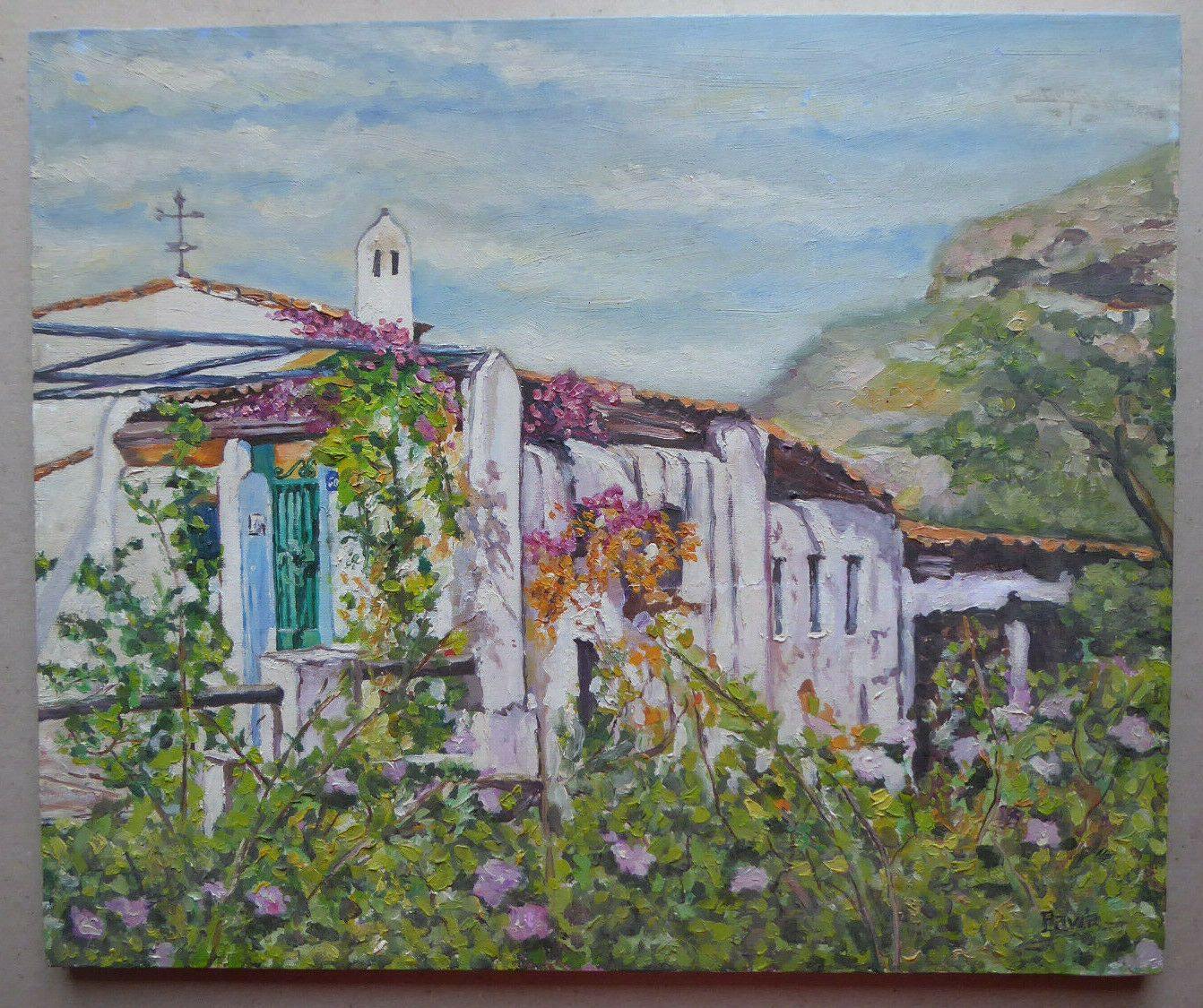 QUADRO OLIO VINTAGE PAESAGGIO VALLESECO GRAN CANARIA CANARIE SPAGNA DIPINTO MD10 - Belbello Antiques