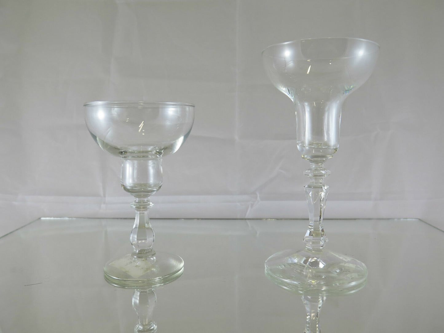 TWO ANTIQUE GLASS CANDLE HOLDERS DECò DECO' VINTAGE CANDLESTICK R45