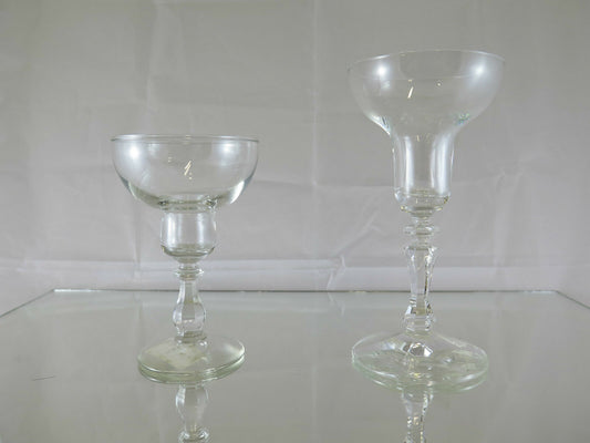 TWO ANTIQUE GLASS CANDLE HOLDERS DECò DECO' VINTAGE CANDLESTICK R45