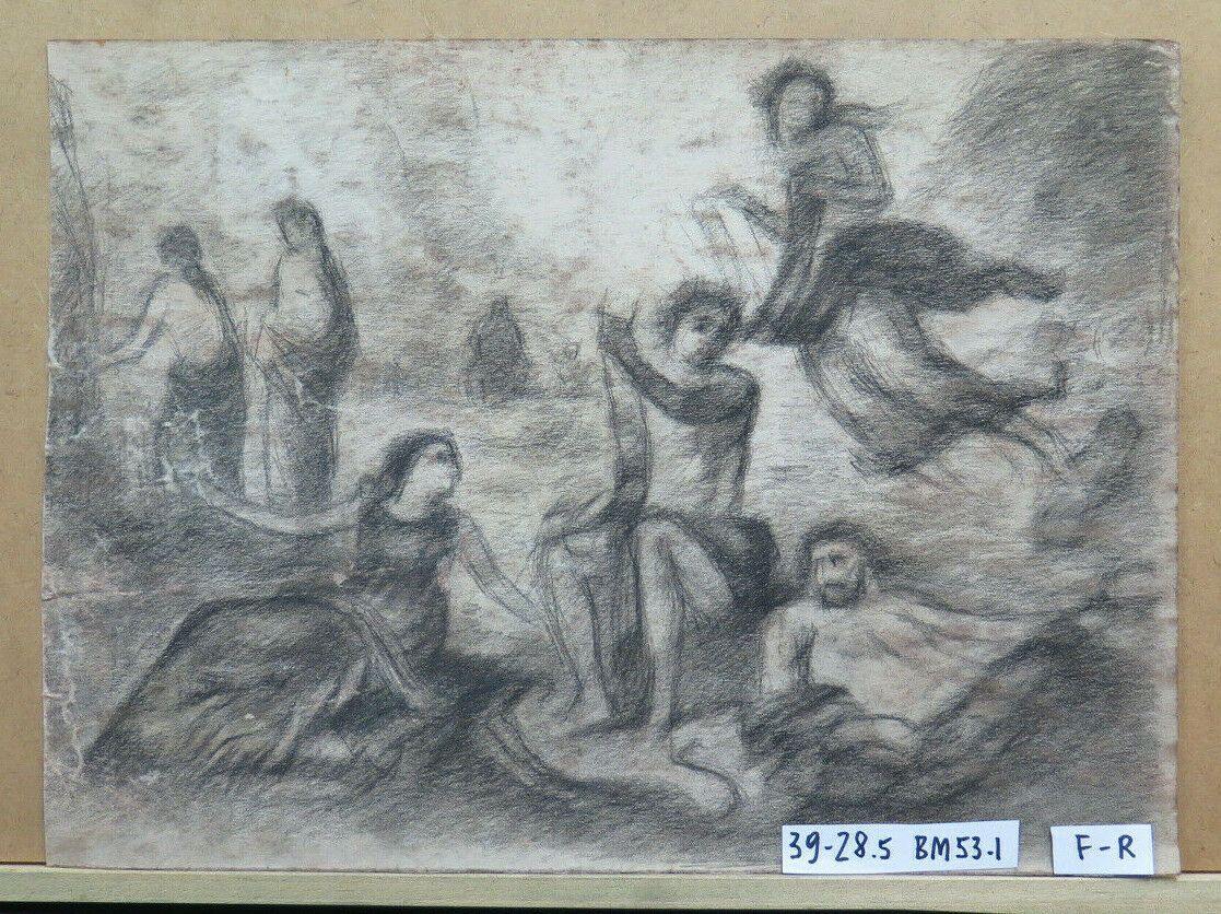 GRANDE DISEGNO ANTICO FRONTE RETRO DEL PITTORE Pierre Duteurtre detto DUT BM53.1 - Belbello Antiques