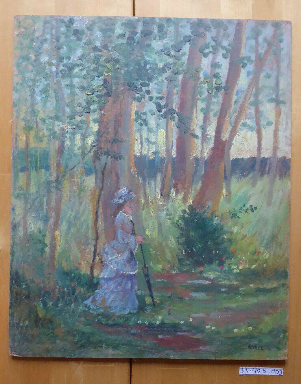 VECCHIO QUADRO IN STILE IMPRESSIONISTA VEDUTA GIARDINI SCUOLA SPAGNOLA '900 MD3 - Belbello Antiques