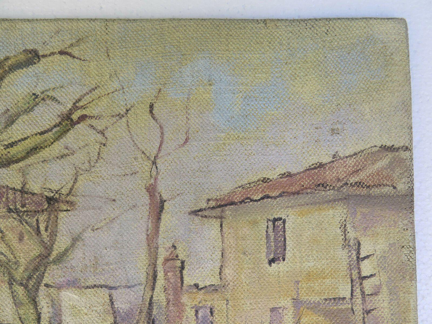 QUADRO ANTICO DIPINTO OLIO TAVOLA PAESAGGIO CAMPAGNA IN AUTUNNO AUTUNNALE p2 - Belbello Antiques