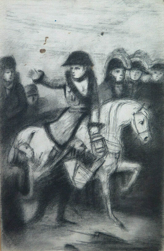 NAPOLEONE A CAVALLO GRANDE DISEGNO ANTICO PITTORE Pierre Duteurtre DUT BM53.1