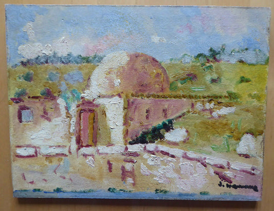 OLD PAINTING LANDSCAPE OIL WORK BY THE SPANISH PAINTER HERRANZ MD2