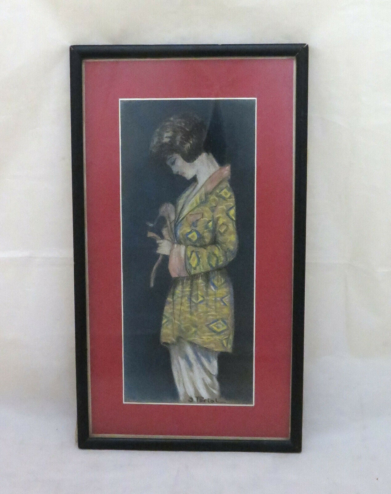 PAINTING IN PASTEL SIGNED J. PORTAL FEMALE PORTRAIT EARLY 1900 BM40 