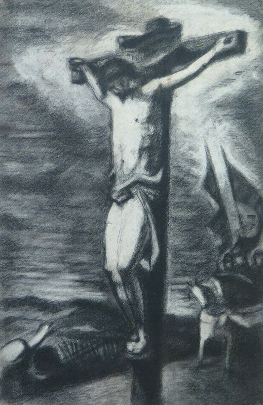 CROCIFISSIONE DI GESÙ CRISTO QUADRO ANTICO ARTISTA Pierre Duteurtre DUT BM53.1 c