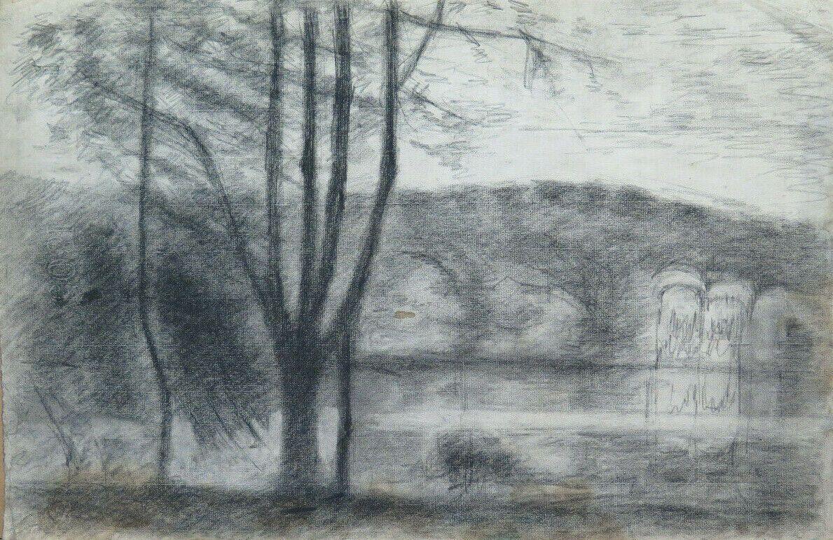 DISEGNO ANTICO CUPO PAESAGGIO DI CAMPAGNA Pierre Duteurtre detto DUT BM53.1 - Belbello Antiques